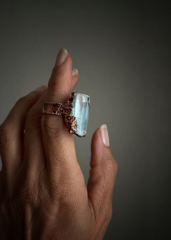 Natural aquamarine ring - Size 8 - Ebbijoux