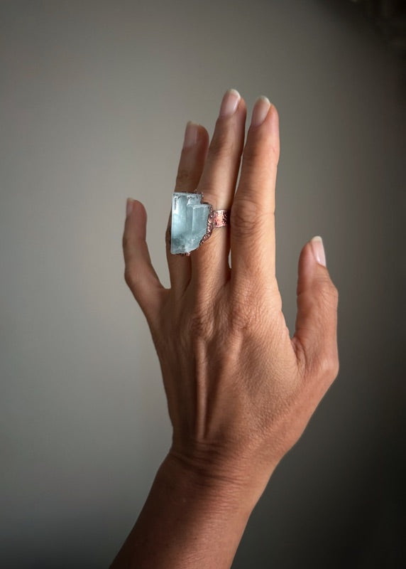 Natural aquamarine ring - Size 8 - Ebbijoux