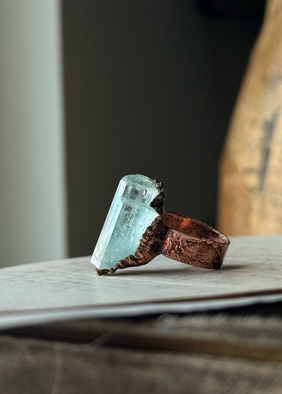 Natural aquamarine ring - Size 8 - Ebbijoux