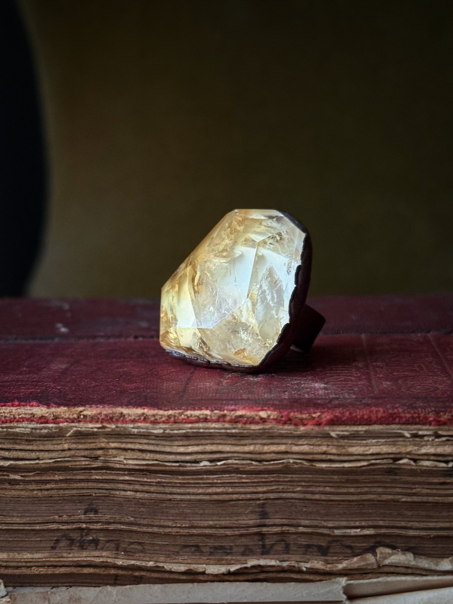 Anello in rame con Citrino mis.7