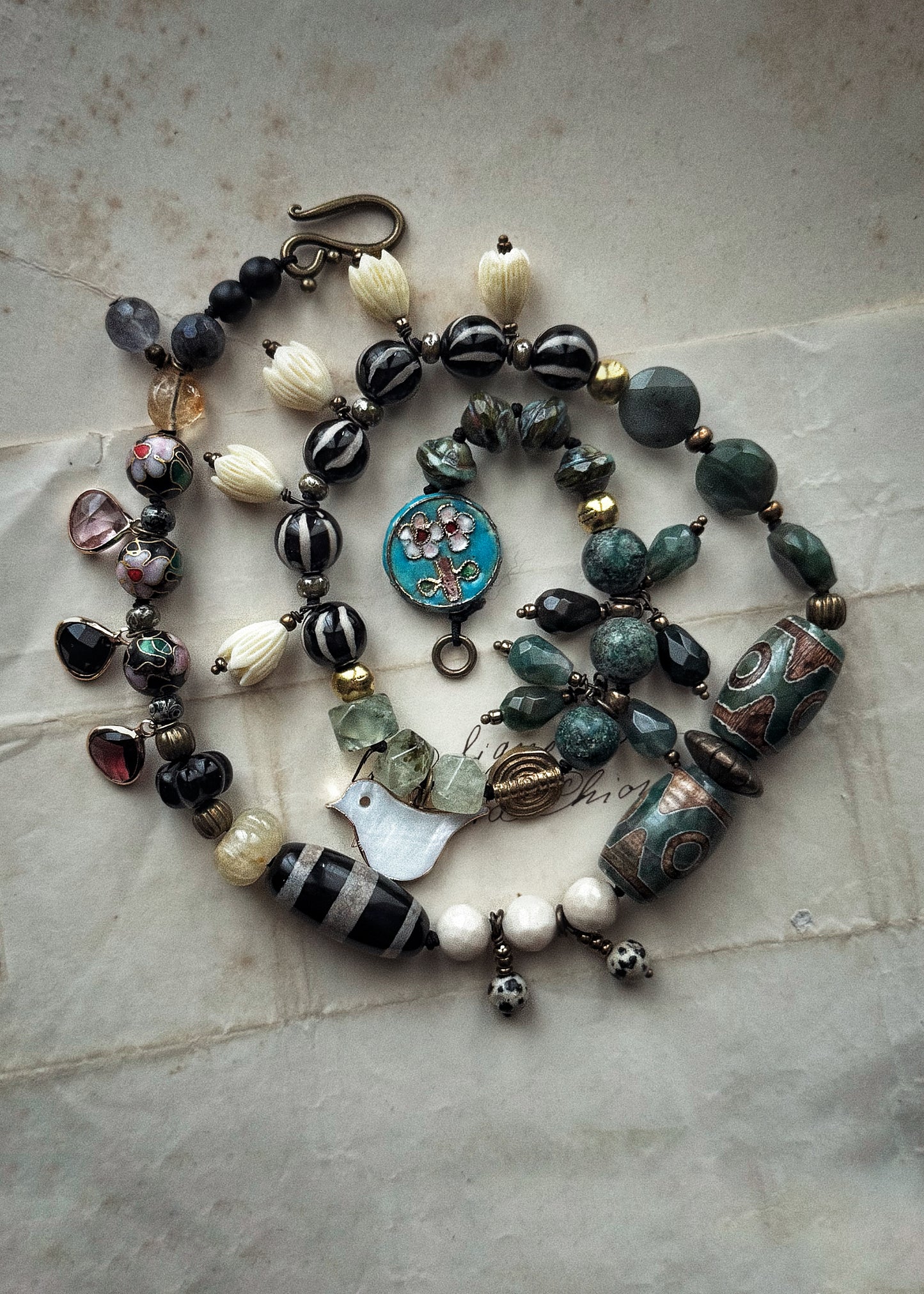 Natural Stone Choker Necklace with Pendants | Ebbijoux 04