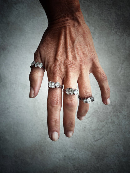 Trilogy ring with Herkimer diamond.