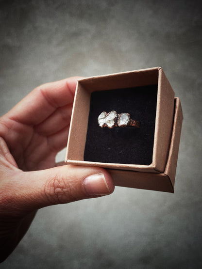 Trilogy ring with Herkimer diamond.