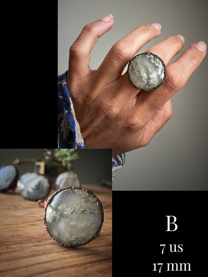 Rings with Moss Agate stones