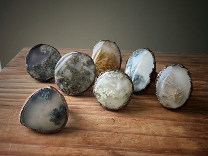 Rings with Moss Agate stones
