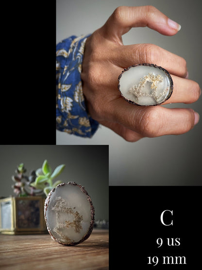 Rings with Moss Agate stones