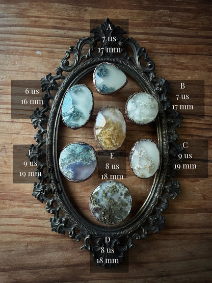 Rings with Moss Agate stones