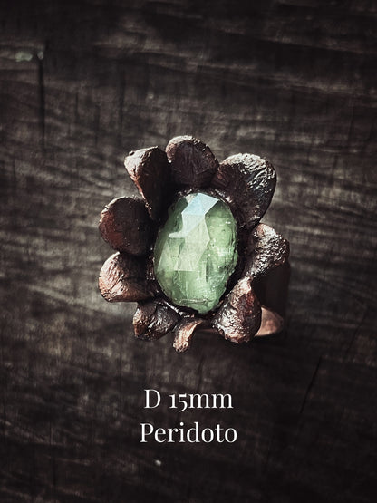 Copper flowers with gemstones. Various sizes