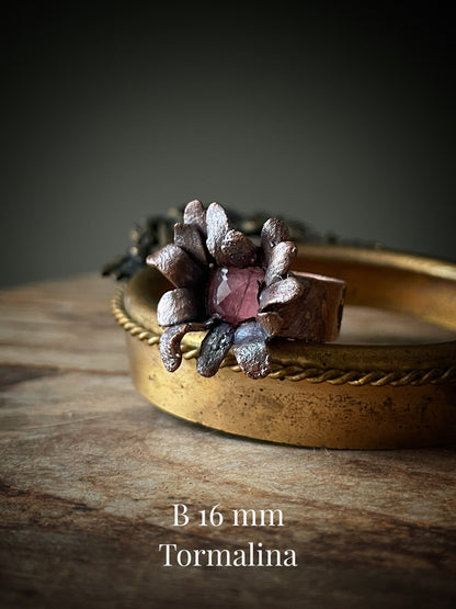 Copper flowers with gemstones. Various sizes
