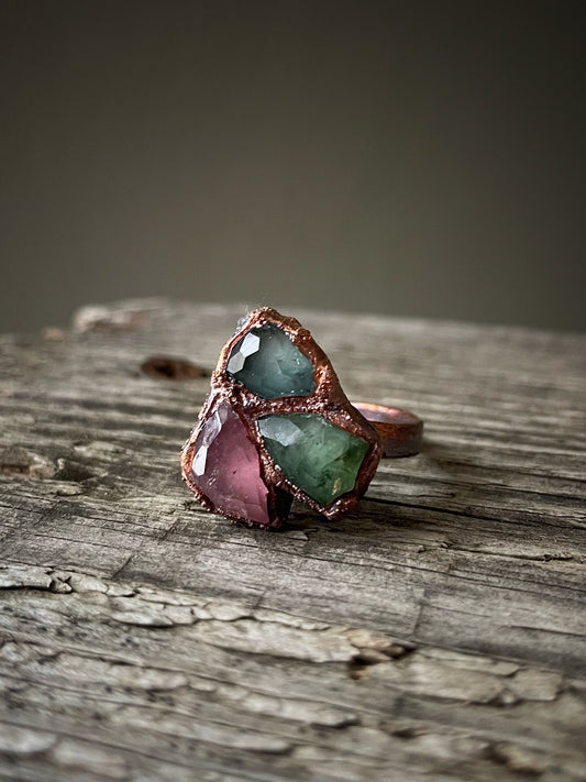 Anello con pietre multiple di Tormalina mis.10