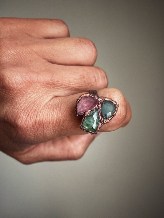 Anello con pietre multiple di Tormalina mis.10