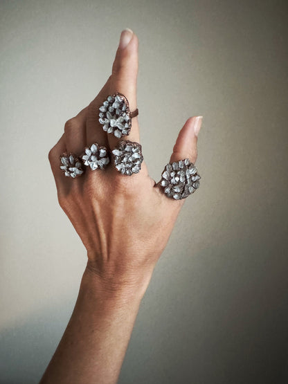 Herkimer pavé rings