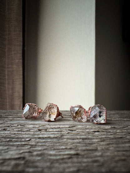 Herkimer Quartz Light Point Earrings Rose Gold Plated Copper