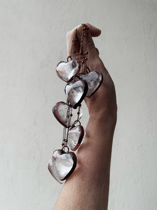 Collana con cuore di quarzo ialino