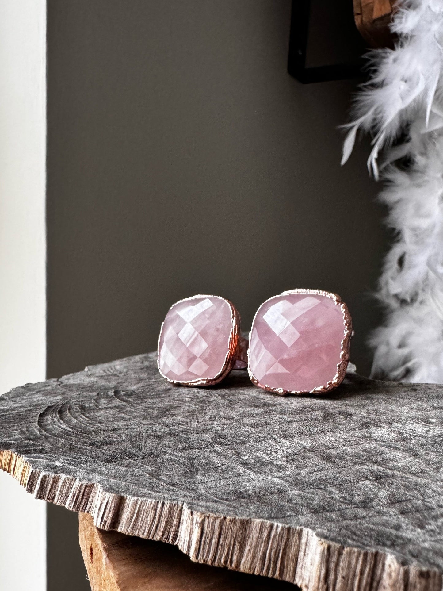 Anello con quarzo rosa