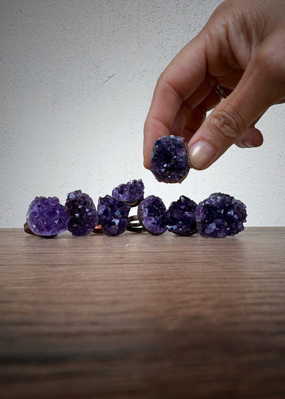 Amethyst druse rings. Various sizes available.