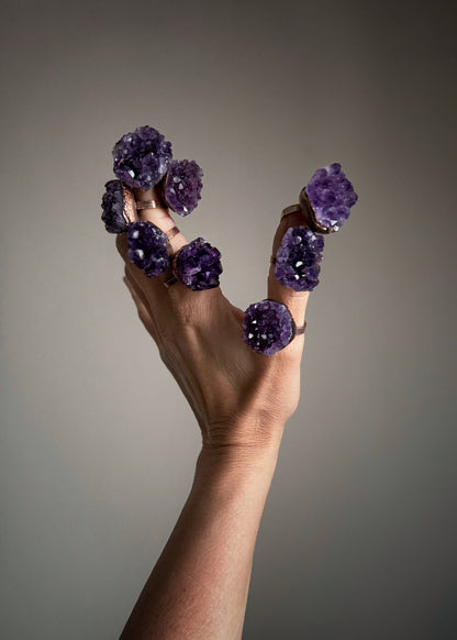 Amethyst druse rings. Various sizes available.