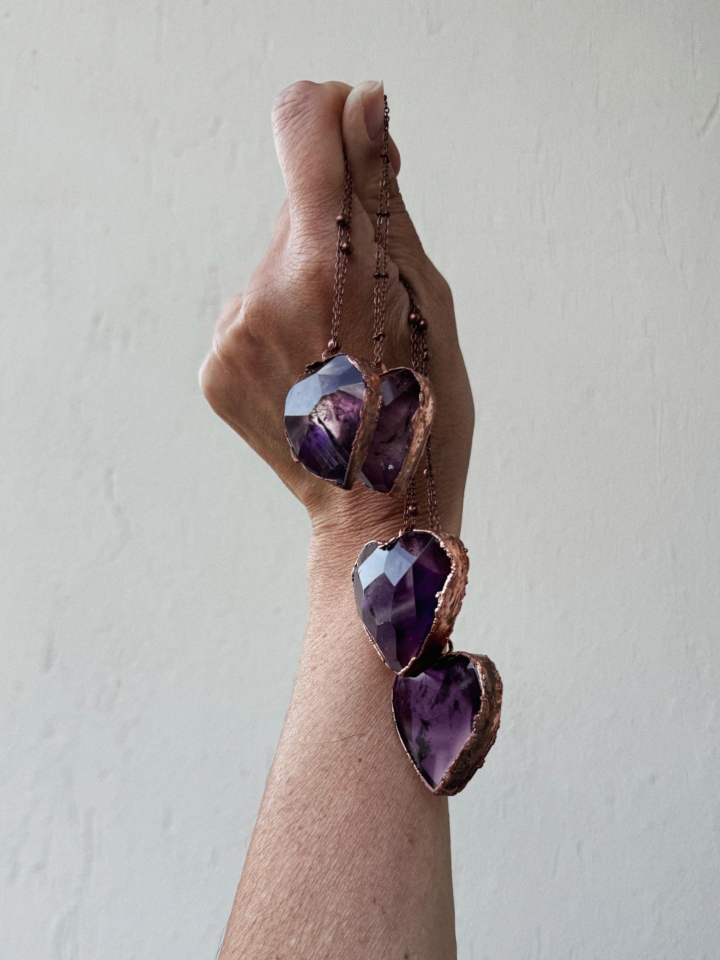 Collana con cuore di ametista o quarzo citrino