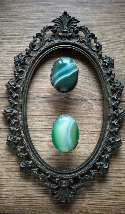Ring with green Botswana agate stone