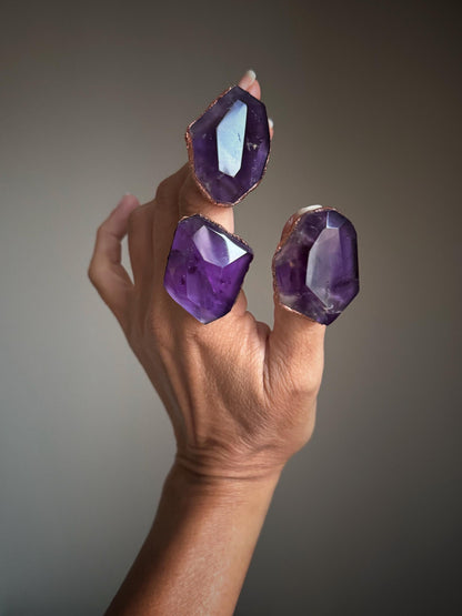 Large rings with amethyst