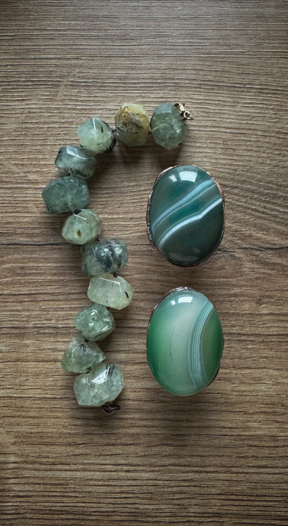 Ring with green Botswana agate stone