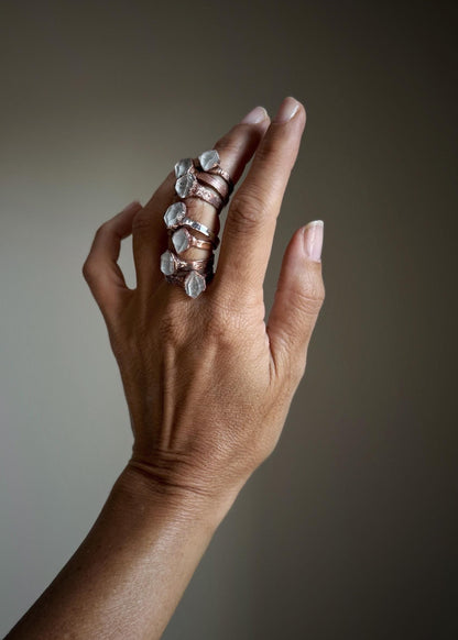 Herkimer Quartz Solitaire Ring | Handmade in Copper