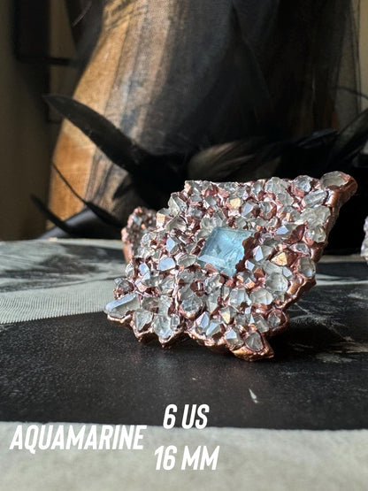 Rings with Herkimer pavé and colored center stone
