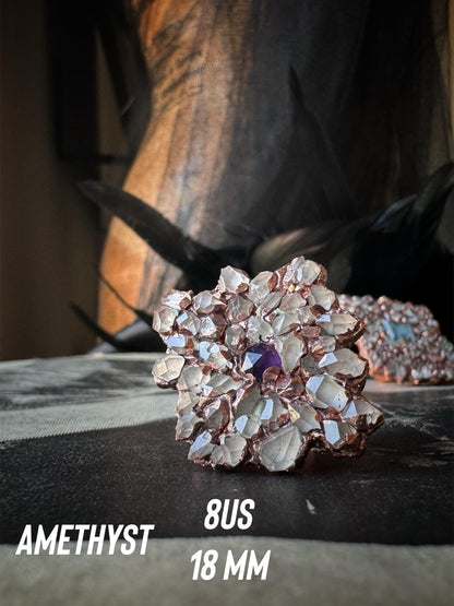 Rings with Herkimer pavé and colored center stone