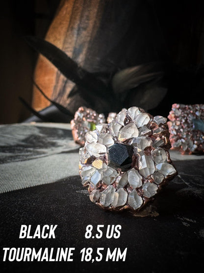 Rings with Herkimer pavé and colored center stone