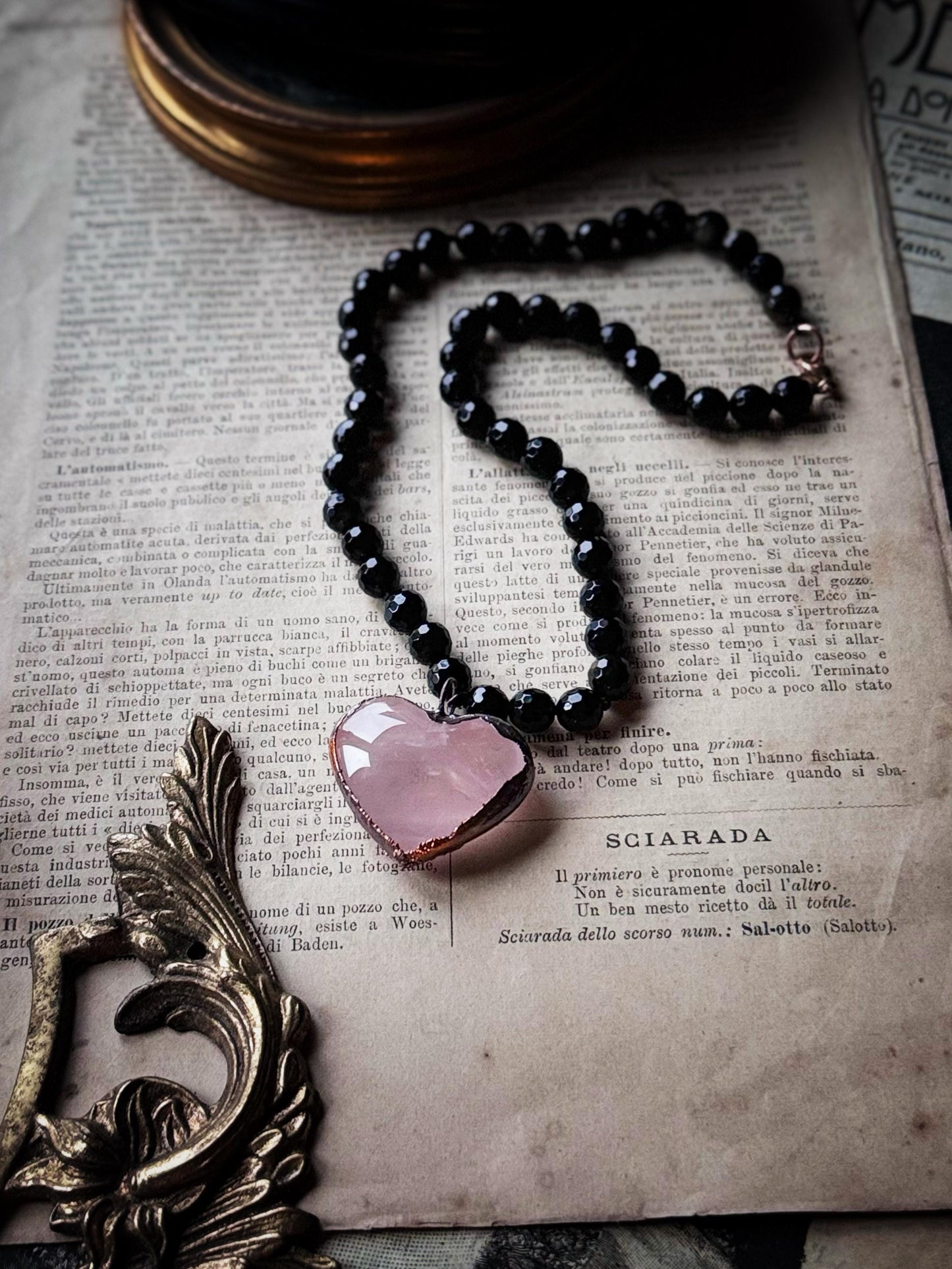Collana Girocollo in Ossidiana con ciondoli vari