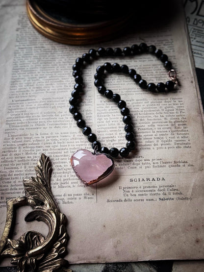 Obsidian Choker Necklace with Various Pendants