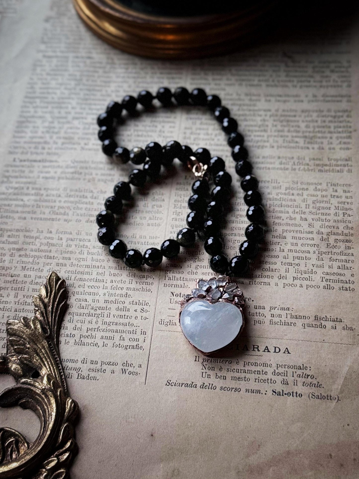 Collana Girocollo in Ossidiana con ciondoli vari