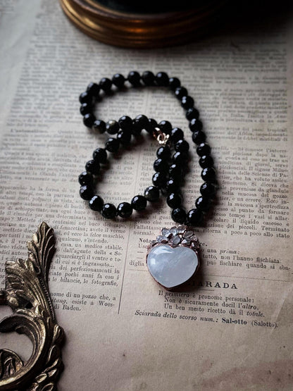 Obsidian Choker Necklace with Various Pendants