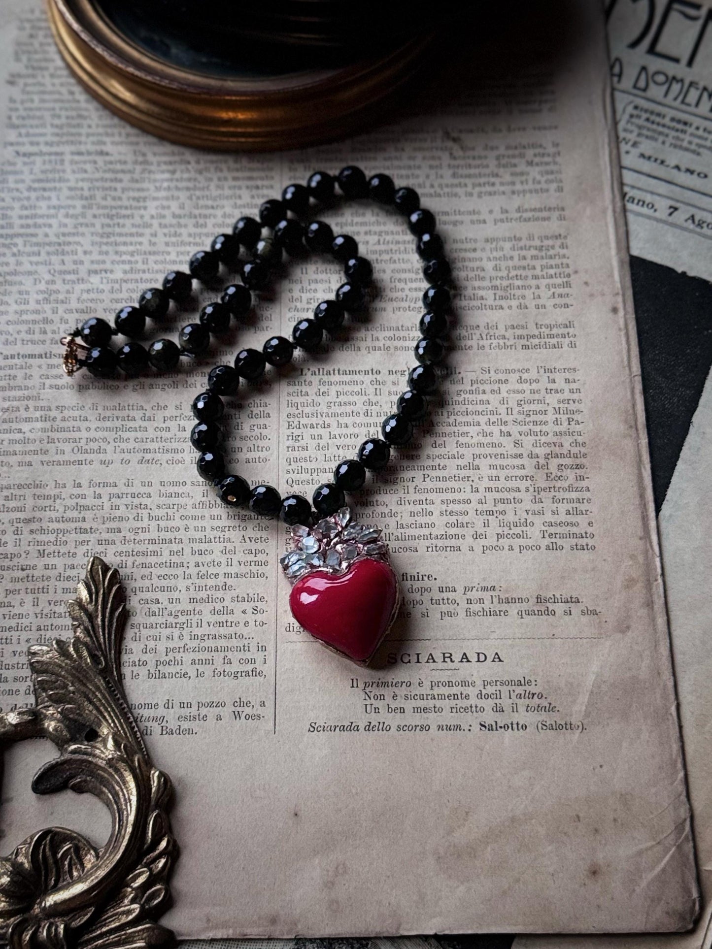 Collana Girocollo in Ossidiana con ciondoli vari