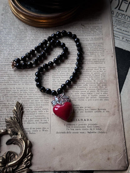 Obsidian Choker Necklace with Various Pendants