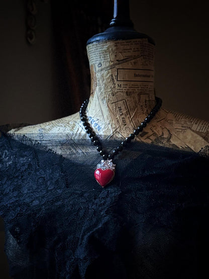 Obsidian Choker Necklace with Various Pendants
