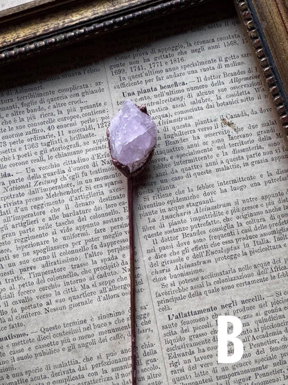 Copper hair pin with precious stones
