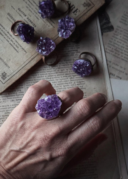 Amethyst druse rings. Various sizes available.