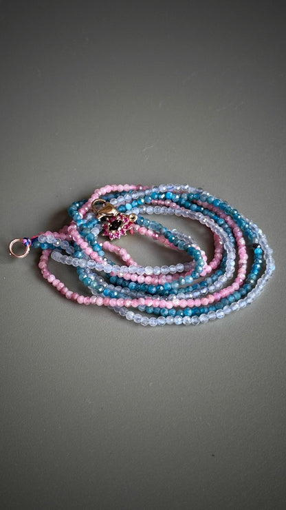 Handmade Colored Natural Stone Necklace - Choker Necklace or Multi-Wrap Bracelet