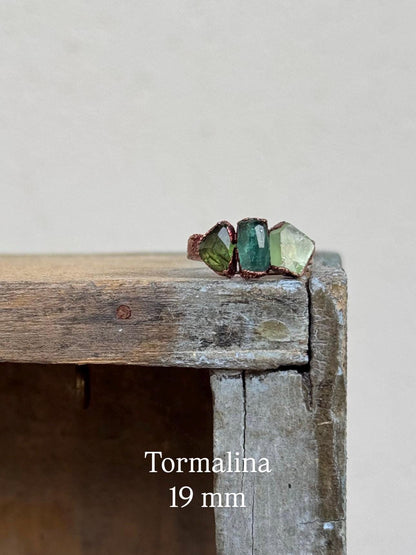 Rings with mixed tourmaline and aquamarine stones