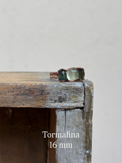 Rings with mixed tourmaline and aquamarine stones