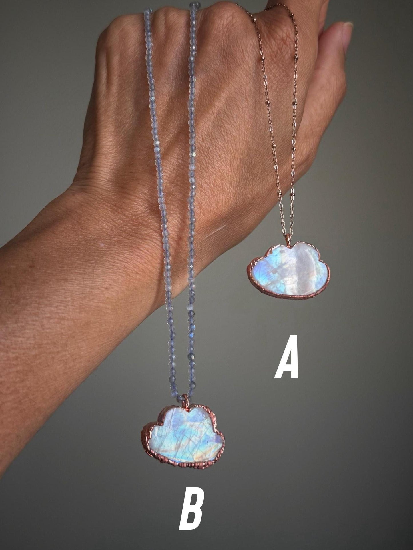Collana con nuvola di labradorite bianca
