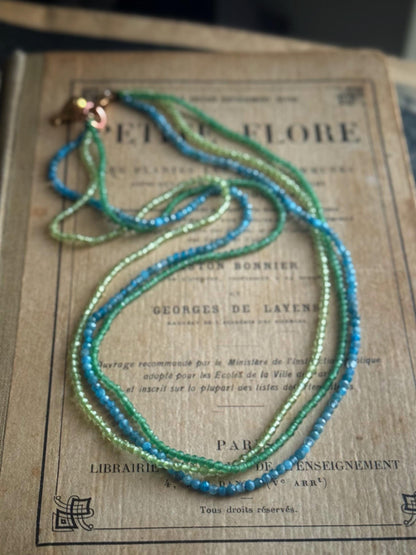 Handmade Colored Natural Stone Necklace - Choker Necklace or Multi-Wrap Bracelet