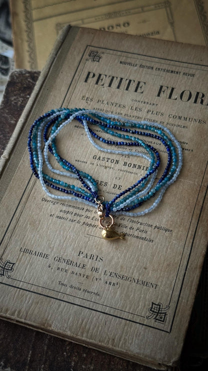 Handmade Colored Natural Stone Necklace - Choker Necklace or Multi-Wrap Bracelet