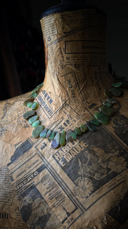 Natural Green Chrysoprase Necklace - Handcrafted Rose Gold Jewel, One of a Kind