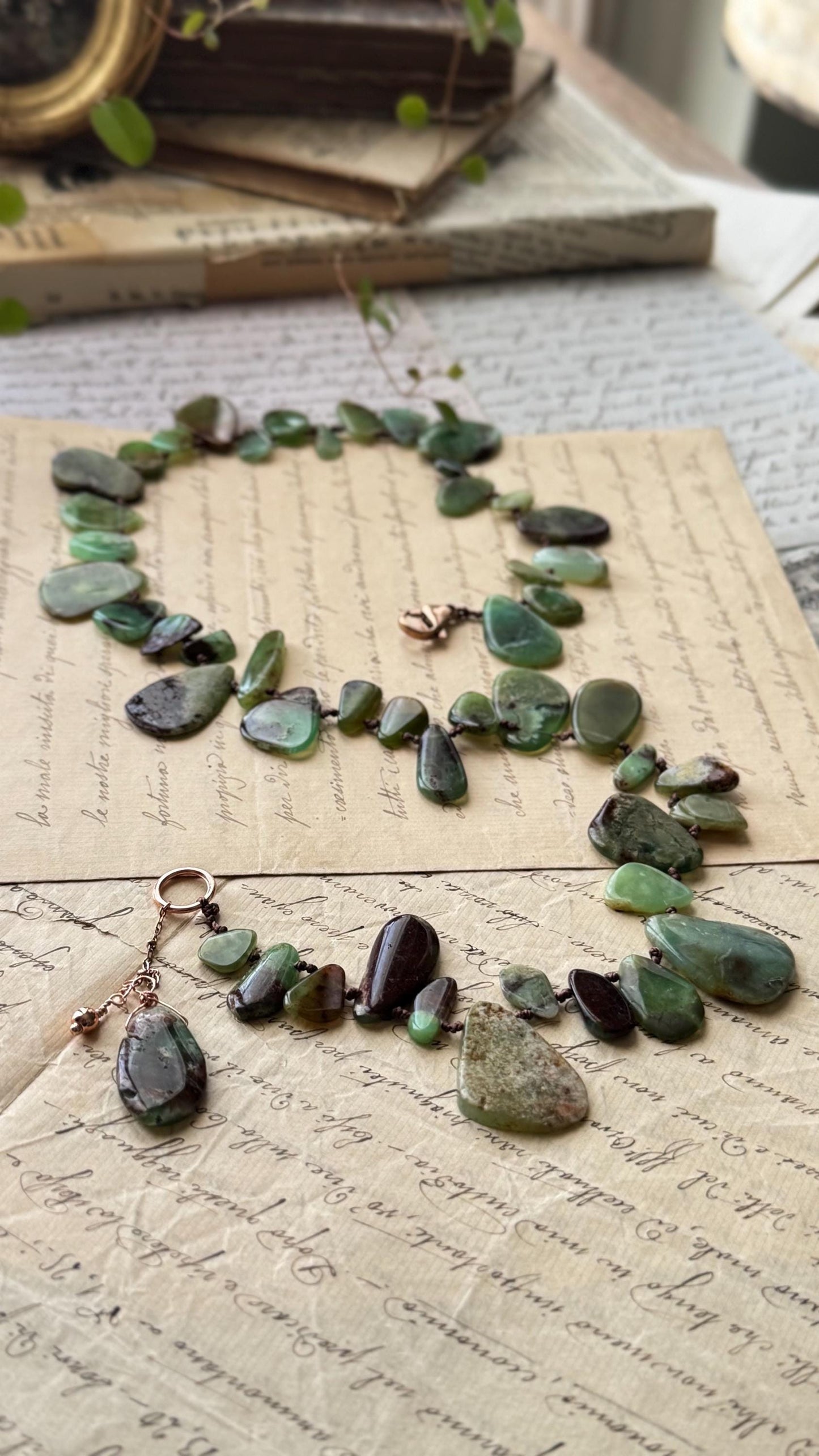 Collana in Crisoprasio naturale