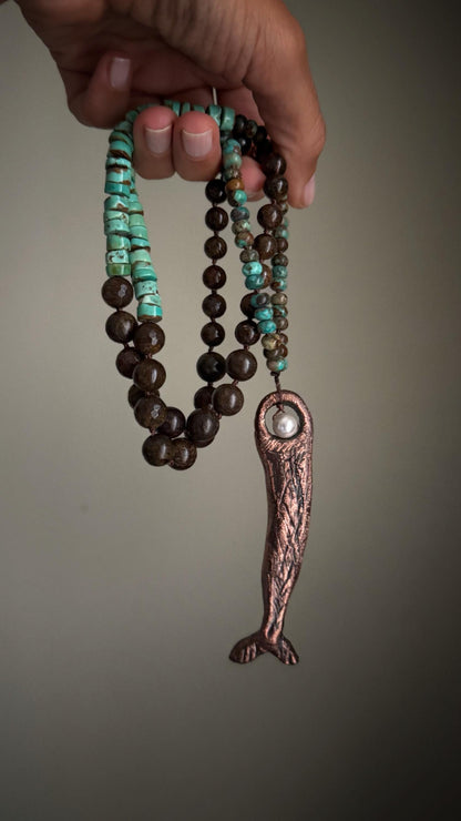 Turquoise necklace with mermaid pendant