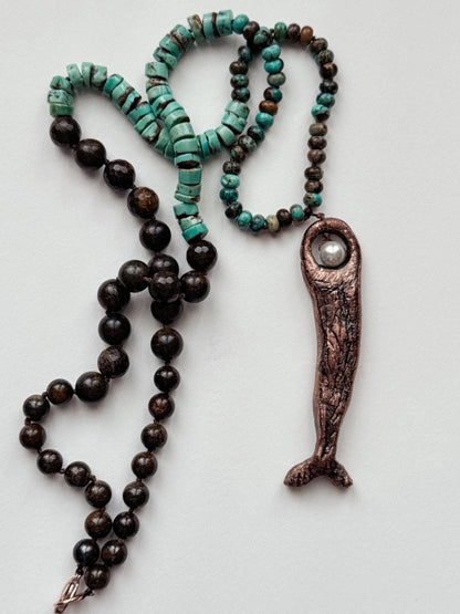 Turquoise necklace with mermaid pendant