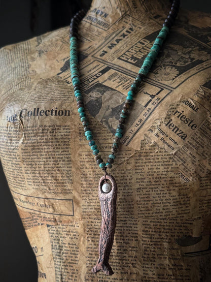 Turquoise necklace with mermaid pendant