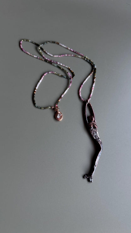 Hand-molded copper mermaid necklace